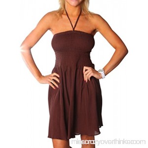 Alki'i One-size-fits-all Ruffled Tube Dress Coverup Brown B07CKMVFJD